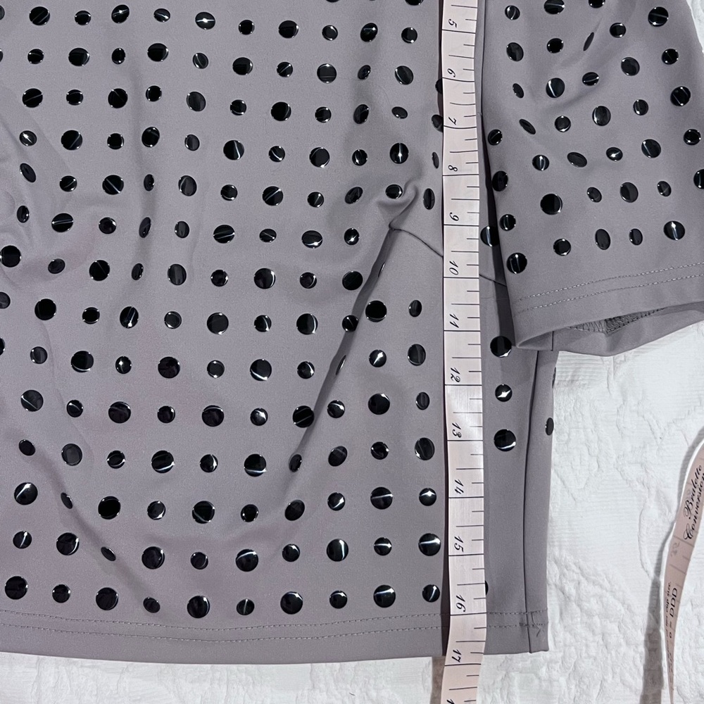 Stella & Jamie Studded Gray Puff Sleeve Crop Top Size XS X-Small NWOT - Picture 8 of 11